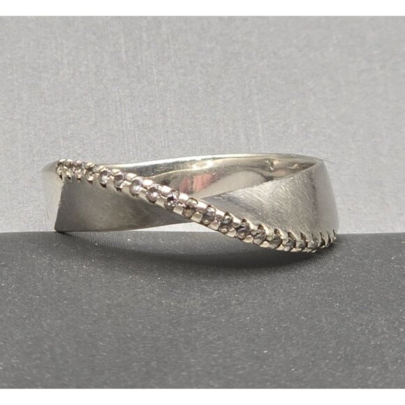 VTG Elle Sterling Silver Ruby Lab Diamond Band Ring Size 9 Wavy 4.13g - Picture 14 of 14